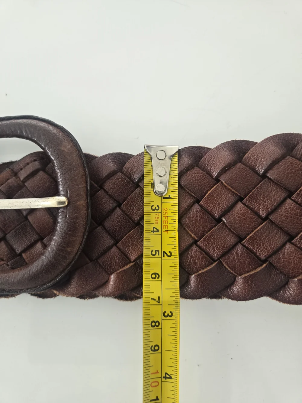 Women's Brown Braided Leather Belt w/ Buckle, Size S Regular